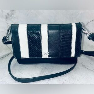 Michael Kors Black and White Textured Crossbody Bag